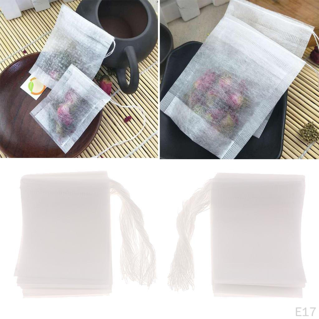 100 Pack Empty Teabags Filter Disposable Tea Infuser Drawstring Loose