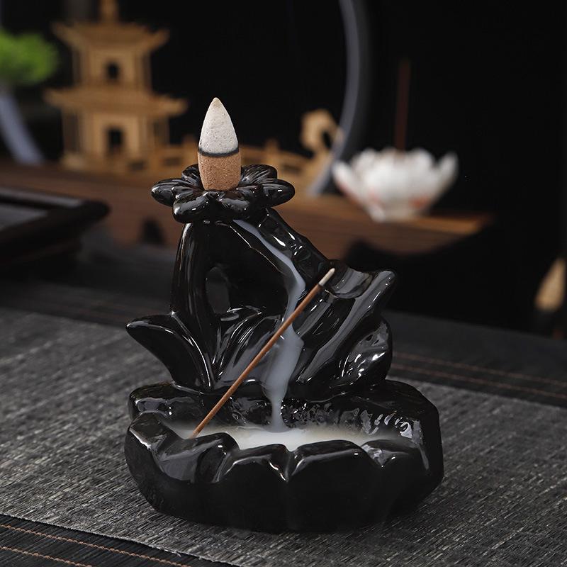 Creative Ceramic Buddha Hand Rockery Backflow Incense Burner for Home or Office