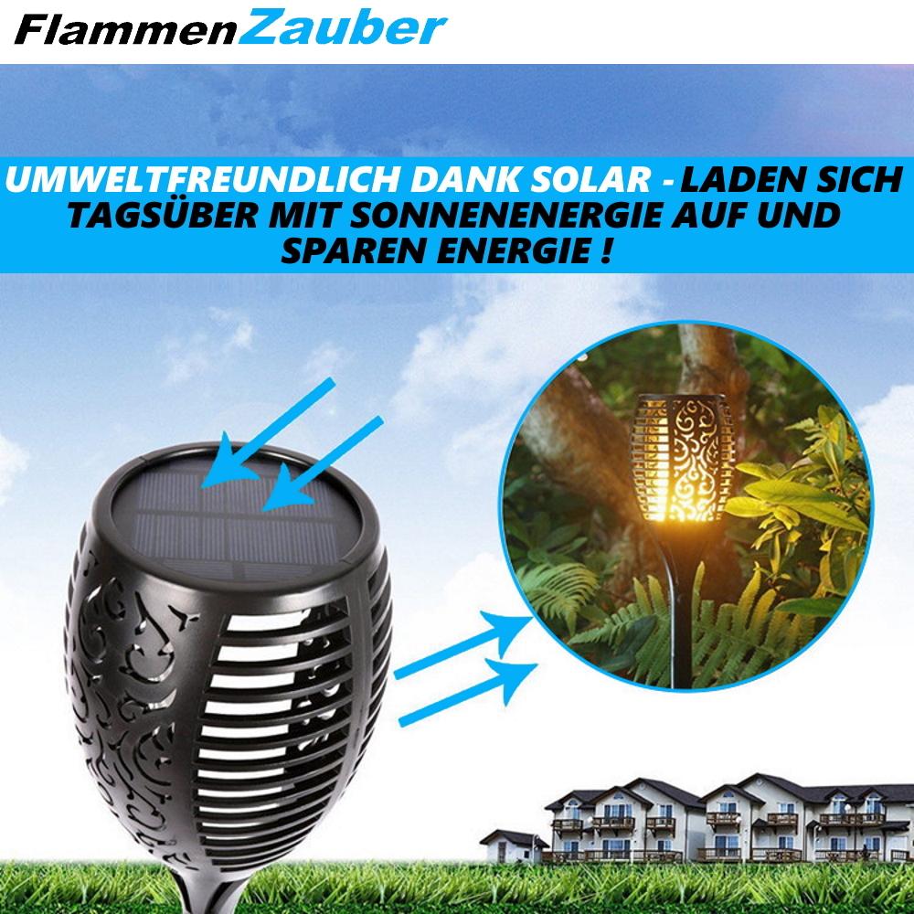 FlammenZauber Gartenflamme flackernde Solar LED Gartenlicht Fackeln Leuchten