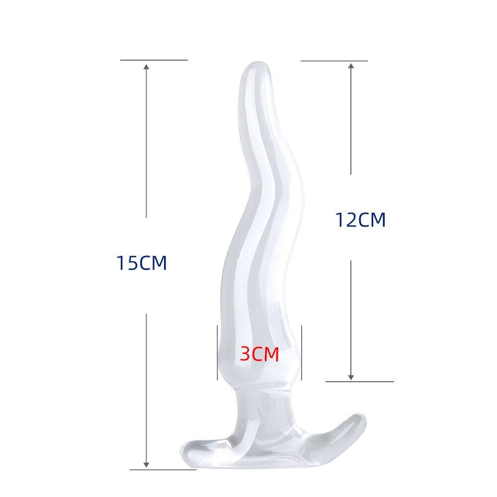 Transparent TPE Anal Plug Extended Anal Expander Masturbation Device Dildo Adult Sex Toys Strap On Penis Fisting