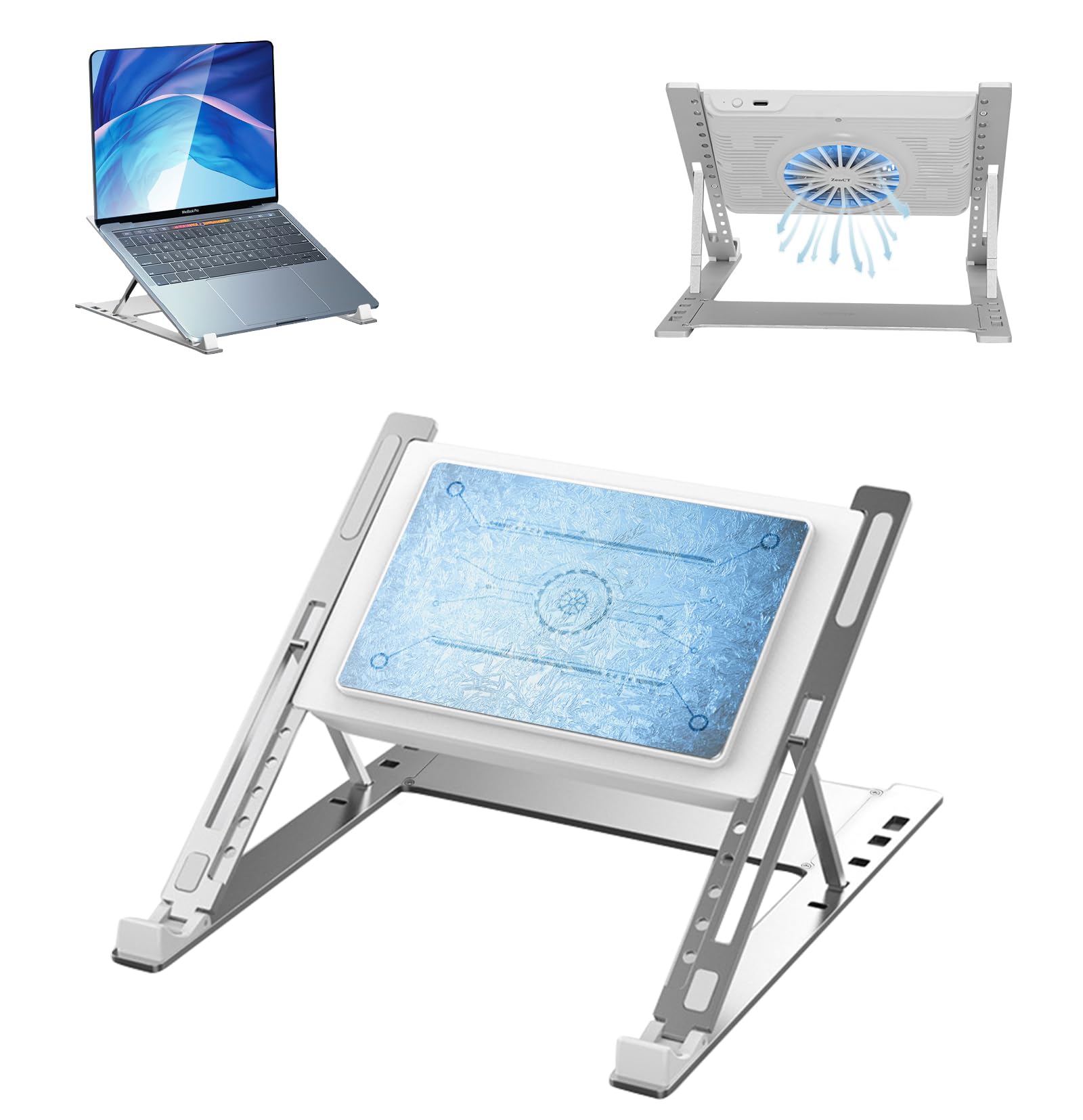 

ZenCT Laptop Cooler, Notebook PC Stand, Peltier Element Cooling Pad, Foldable, 5-Level Height Adjustment, Instant Cooling with Electronic Power, Low N