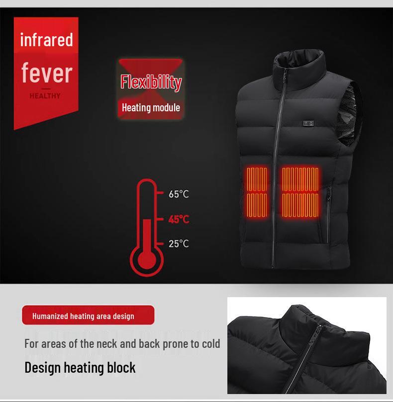 Smart Heated Vest: 9-Zone, USB-Charge, Unisex Winter Jacket with Dual-Switch Temperature Control