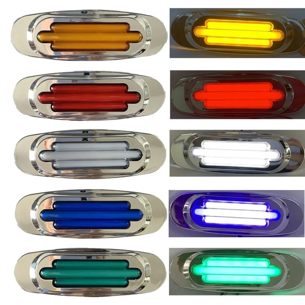 10PCS Waterproof 16-LED Trailer RV Side Marker Turn Signal Lights Chrome 12V-24V  LED Side Mirror Marker Light for Semi Trucks