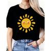 Damen Y2K Niedliche Lachende Sonne Blondes Haar Print T-Shirt Lässiges Oster St. Patrick's Day Sommer Oberteil