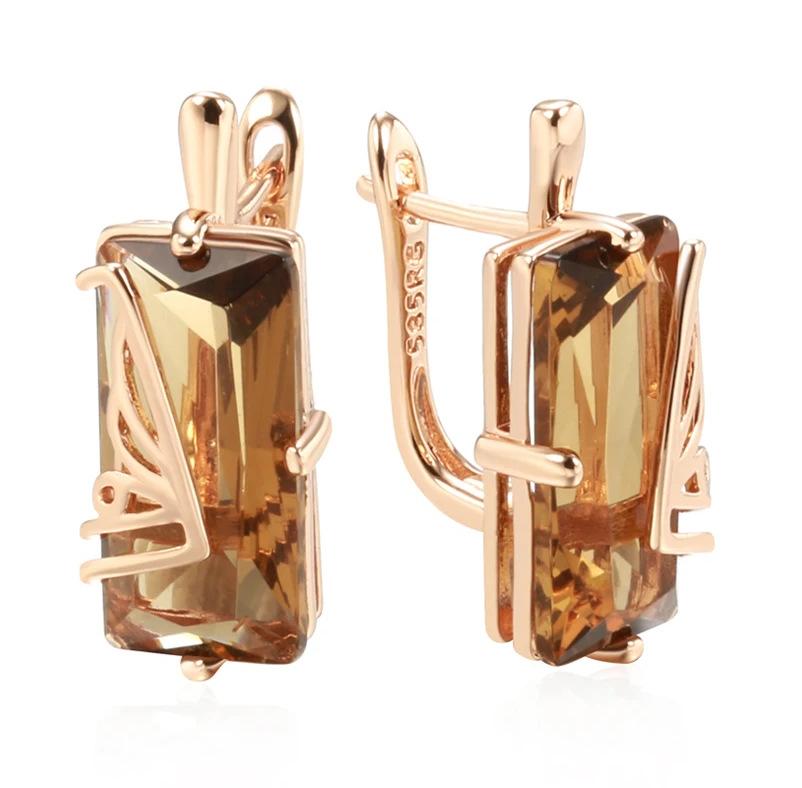 Autumn and winter French hollow flower heart stud earrings 585 rose gold earrings for women