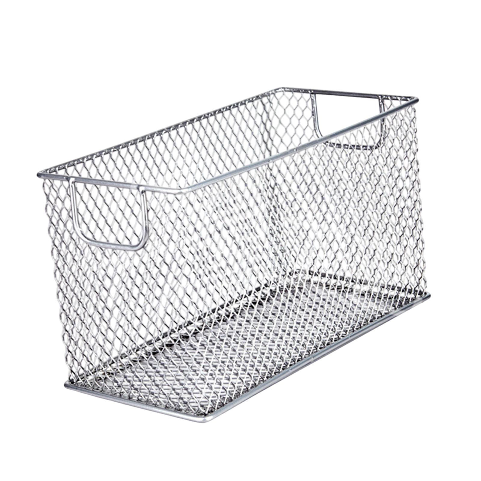 

Mesh Wire Storage Basket Multifunction Organizing Organizer Bin Wire Basket for Shelves Bathroom Countertop Pantry Laundry серебряный