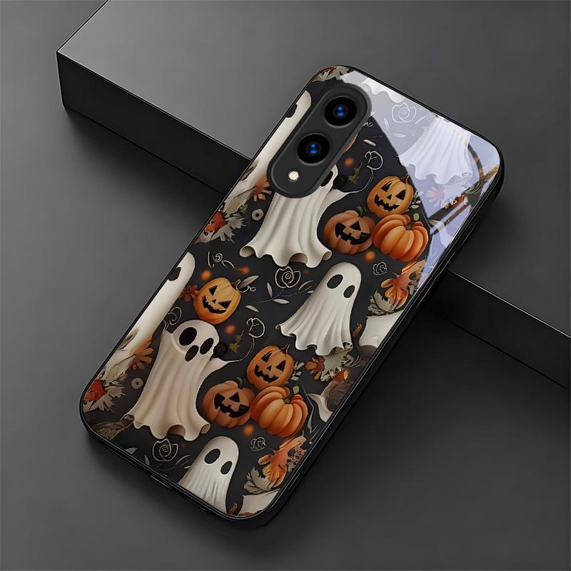 Halloween Ghost Art Black Phone Case For Samsung Galaxy S26 Ultra S25 Edge S24 FE S23 Plus S22 S21 S20 S22 S24 Glass Back Cover