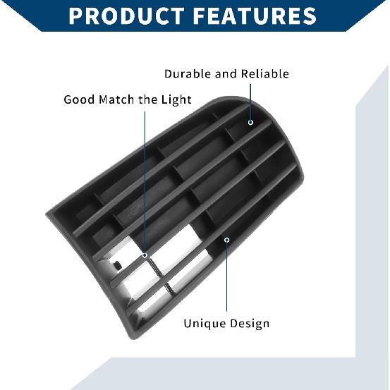 No.1K0853665 Fog Light Grill for Volkswagen Golf 2005-2009 Front Left Front Lower Bumper Fog Light Cover Inserts ABS 1 Pc Black