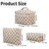 Simple Premium Makeup Bag In Checkered Pattern, Multifunctional Makeup Storage Bag Tote Bathroom Shower Purse Bag Portable Makeup Brush Clutch Bag