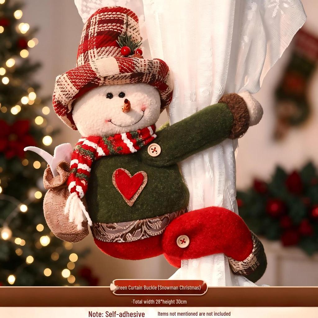 Christmas Curtain Tie-Back Cartoon Doll Decoration for Windows