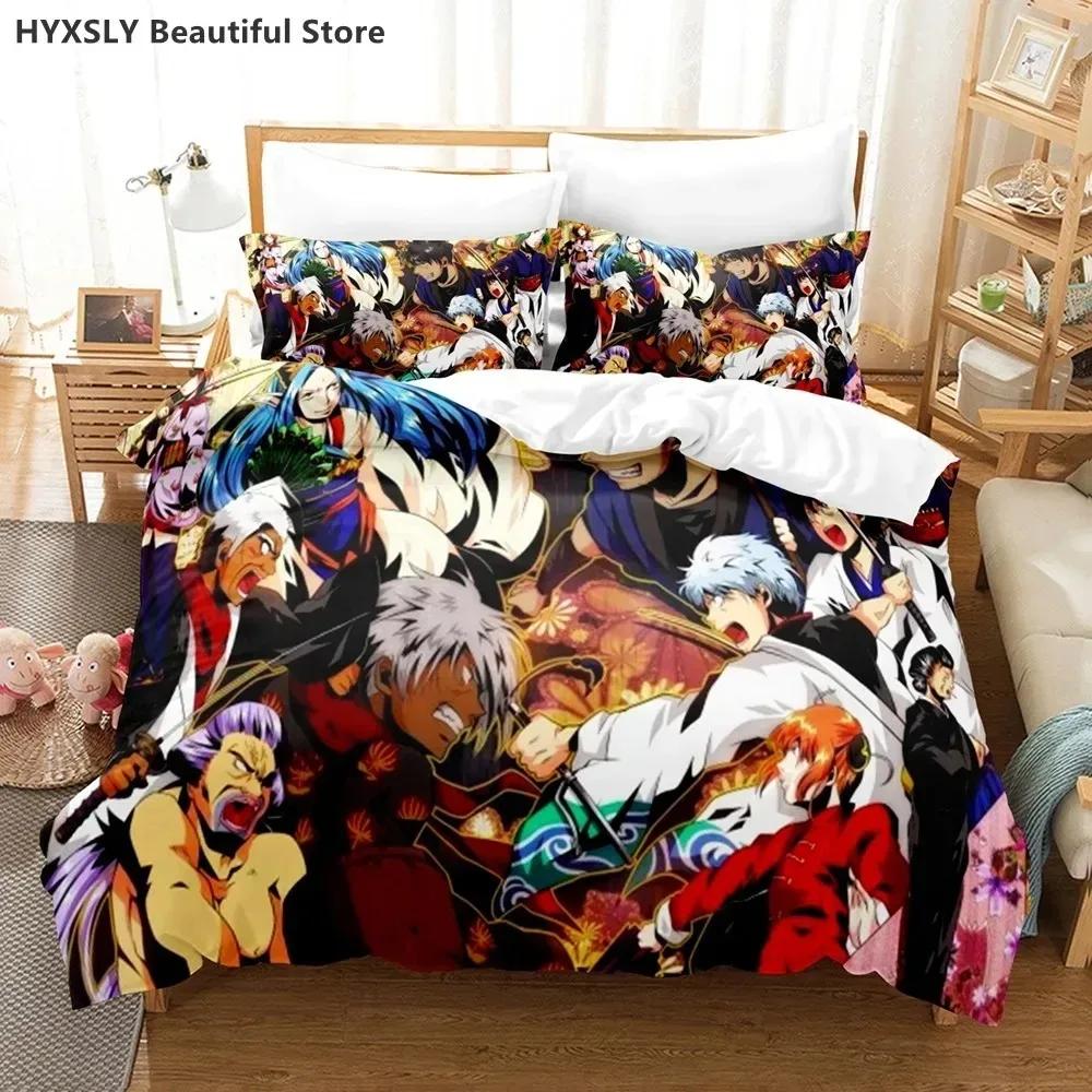Gintama Anime Bedding Set Quilt Cover Pillowcases Single Double Full Queen King Boys Teens 3D Sakata Gintoki Duvet Cover