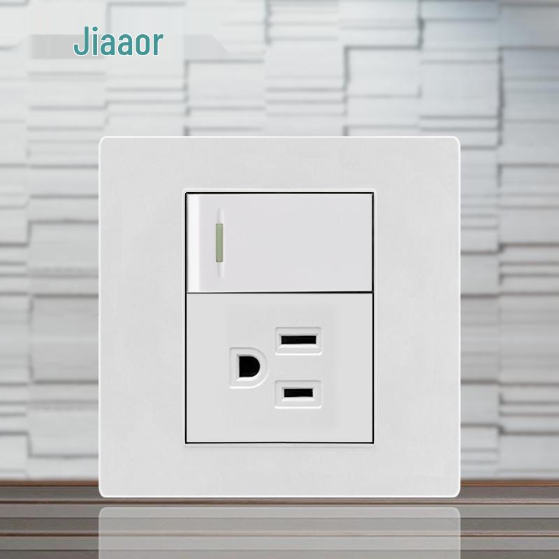 86 Typ Amerikanischer Standard Schalter- und Steckdosenpanel mit Doppel-USB & Typ-C, 3-Loch-Stecker für Japan & Taiwan, Unterputzmontage