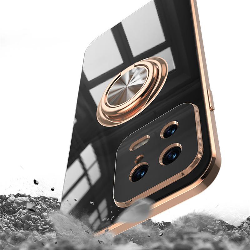 Magnetická adsorpce do auta 6D pokovování TPU pouzdro s kroužkem pro Xiaomi 14T 14 13 13T 13x 12T 12 12S 12X Pro Lite Zadní stojánek Kryt nárazníku Potector