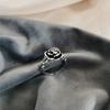 Adjustable Open Ring Women Men Vintage Rose Flower Design Minimalist Plated Finger