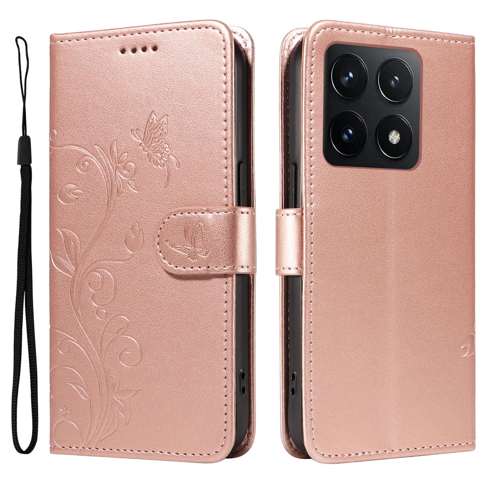 

Для Xiaomi 14T Чехлы из ПУ кожи с цветочным узором, кошелек-подставка, чехол для телефона со шнурком A
