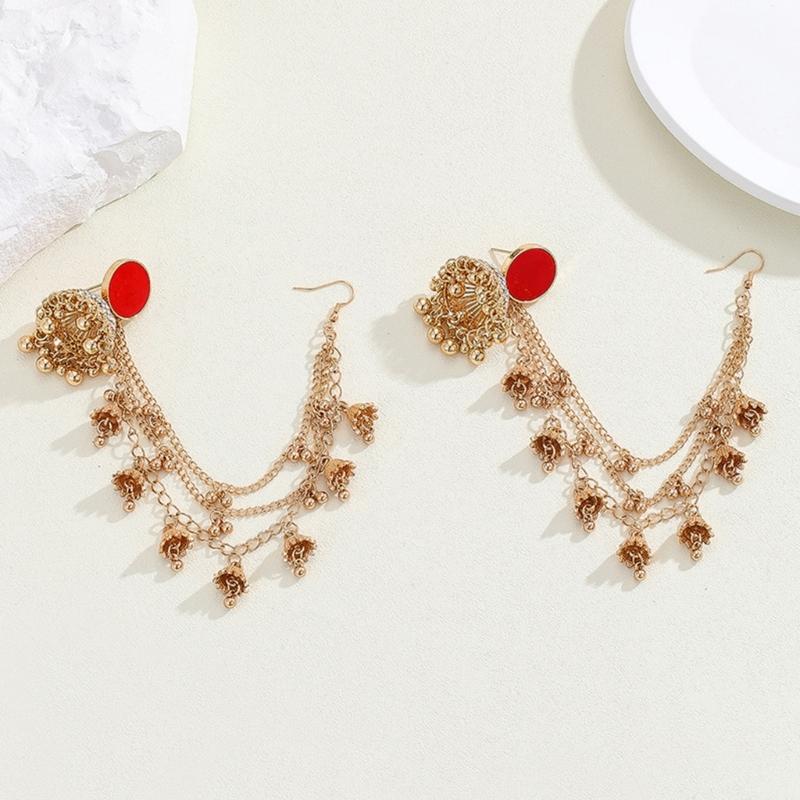 Elegant Dangle Earrings for Women Stylish Rhinestones Studded Earrings Bridal Accessory Ethnic Indian Style Jewelry