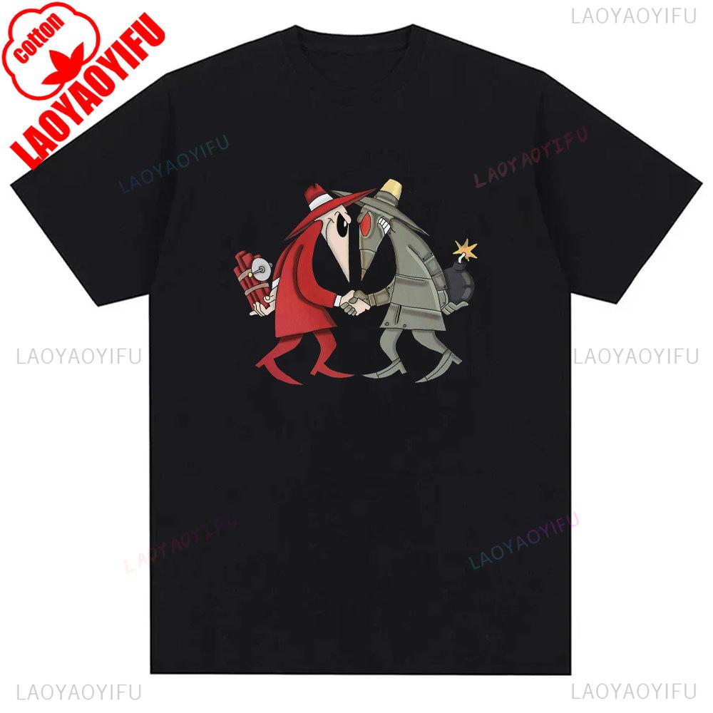 IMMA GONNAKILL YOU YOU LITTLE SHI Spy Vs Spy Mens T Shirt Summer Cotton Crew Neck Humorous Retro 80s Cartoon Graphic Shirt Tee