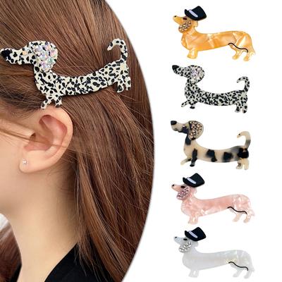 Cartoon Dog Hairpin Safe Acetate Hairpieces Hair Decoration Fashion Hair Clip Accessory For Daily Or Party Wear