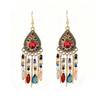 Bohemian Crystal Tassel Earrings - Ethnic Style, Slim Face, Exaggerated Design for Travel