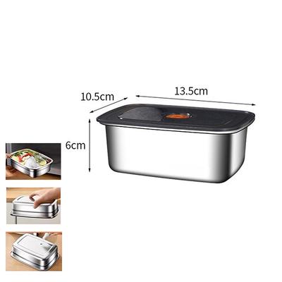 Lunchlåda i 304 rostfritt stål med lock Förseglad läckagesäker bentolåda Förvaringslåda för kyl och frys Utomhuscamping Lunchlåda