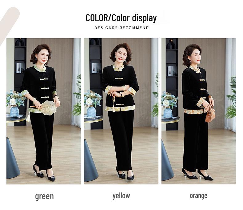 2026 Elegant Autumn Suit: Stylish Top & Two-Piece Set for Middle-Aged and Elderly Women