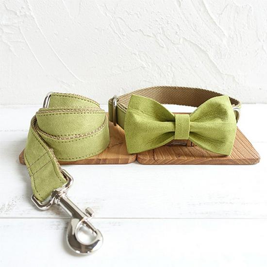 MUTTCO Customizable Dog Collar & Leash Set with Bow Tie (UDC-031) M