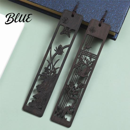 Chrysanthemum Bookmark Wooden Hollow Carved Bookmark Plum Orchid Bamboo Classical Natural Mahogany Page