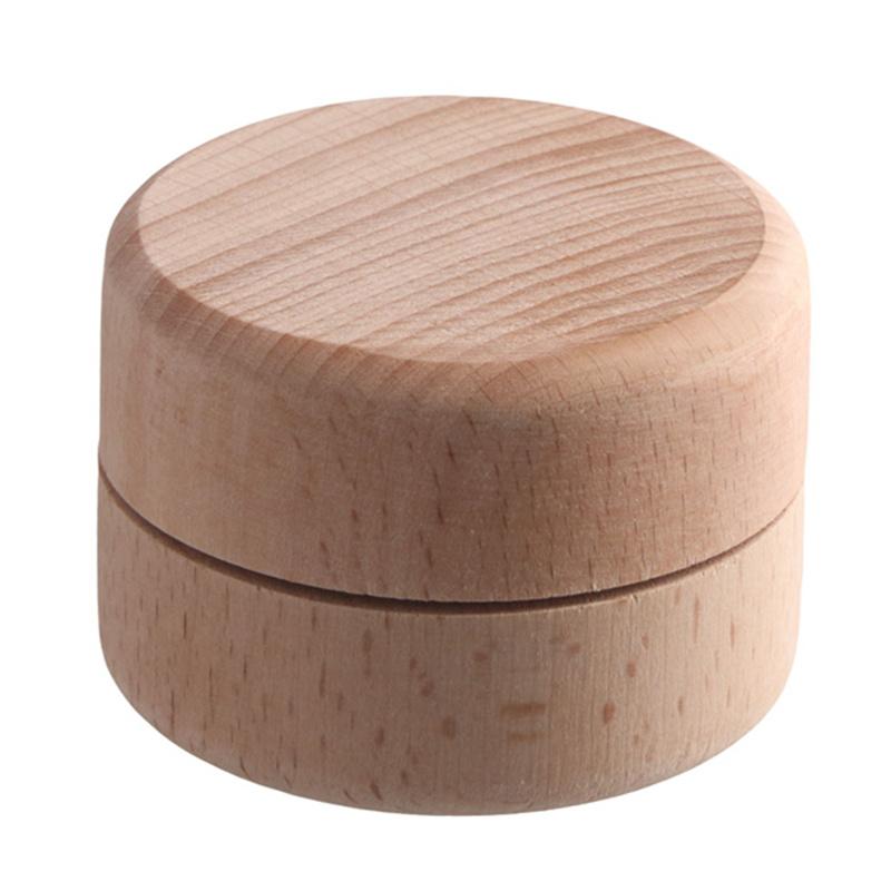 High Quality Round Wooden Wedding Ring Jewelry Trinket Box Wood Storage Container Case
