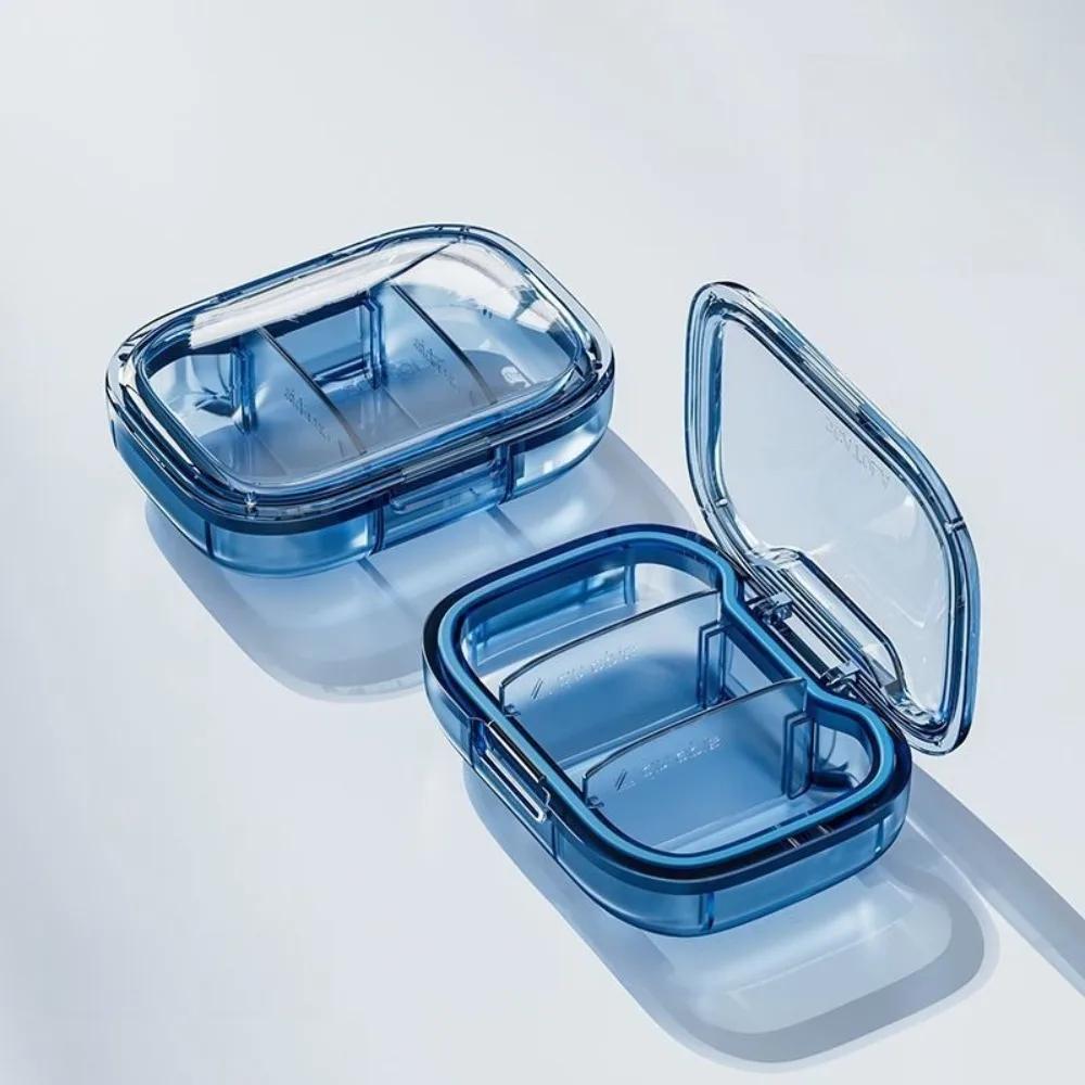 3 Compartments Small Pill Box, Travel Pill Organizer for Purse Pocket, Portable Daily Pill Case for Medicines/Fish Oil/Vitamin синий