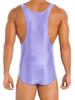 Mens Glossy Stretchy Sleeveless U Neck Leotard Skinny Jumpsuit Wrestling Singlet