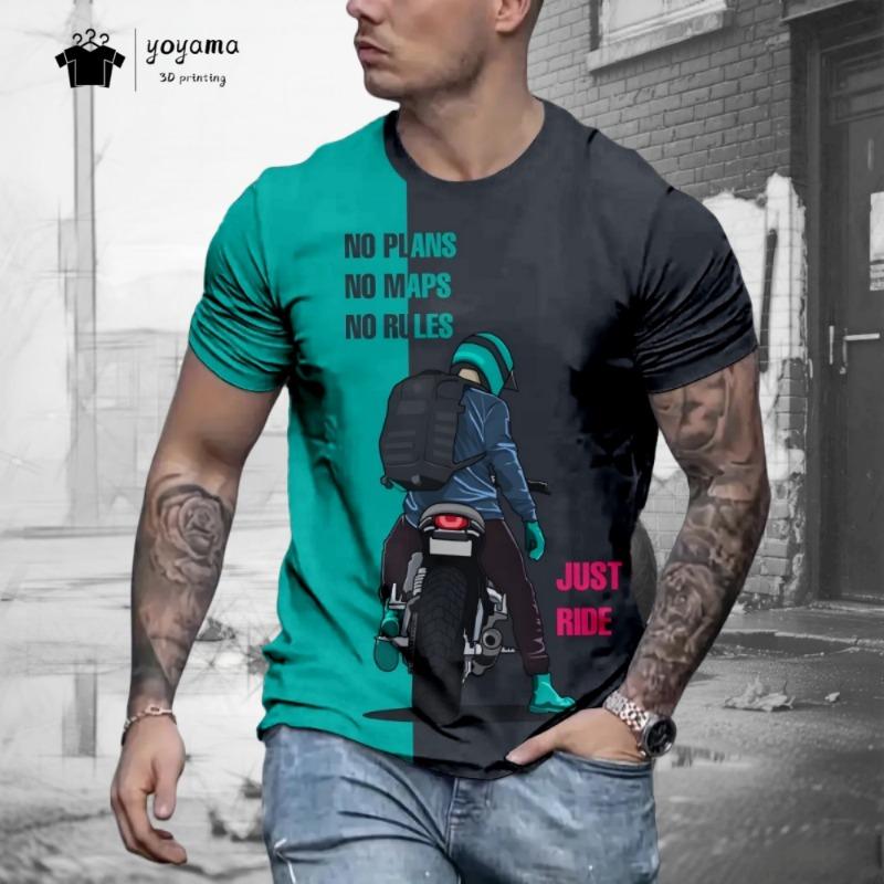 Street Men's T-Shirt Summer Trend Breathable Men's Top Fashion Style 3D Print Men Short Sleeved Tee Retro Casual Men's Clothing