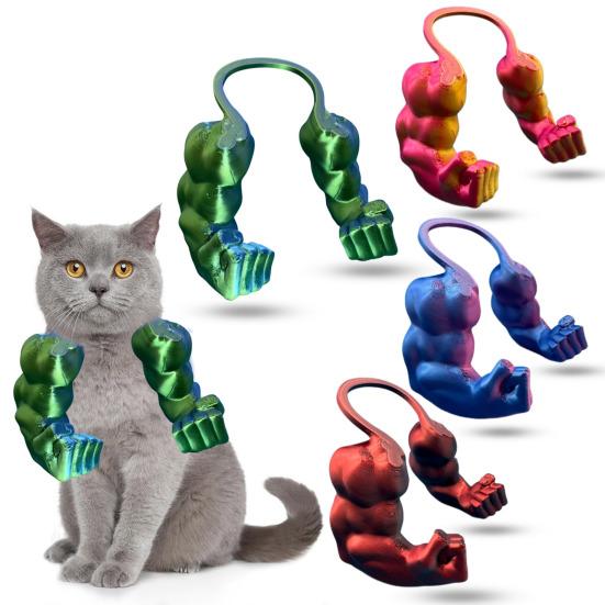 Cat Muscle Arm 3D Printed Funny Cat Neck Arm with Muscles Creative Photo Shoot Props for Cat Birthday Party