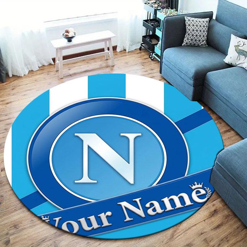 SSC Napoli Custom Name Round Area Rug,Carpet Rug for Living Room Bedroom Sofa Playroom Decor,Non-slip Floor Mat