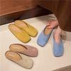 Baotou half slippers for women to wear autumn and winter new niche square head velvet casual versatile soft-soled Muller shoes