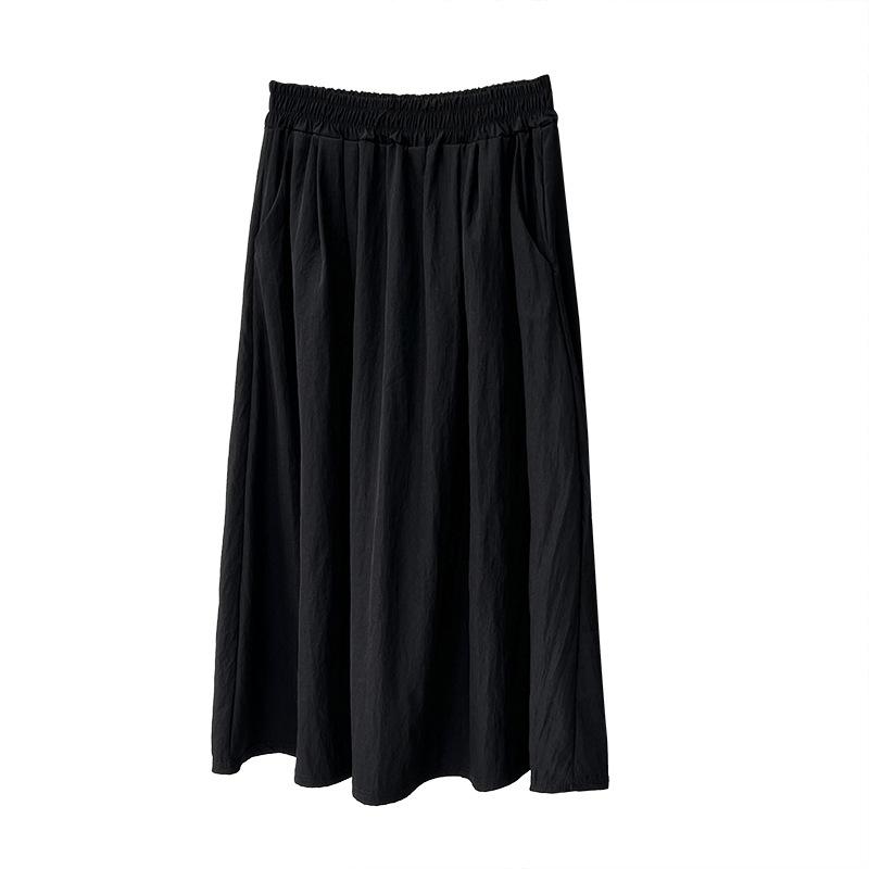 

Plus Size Summer A-Line High-Waisted Wrinkle-Free Casual Skirt 4XL (200-250 jin) чёрный