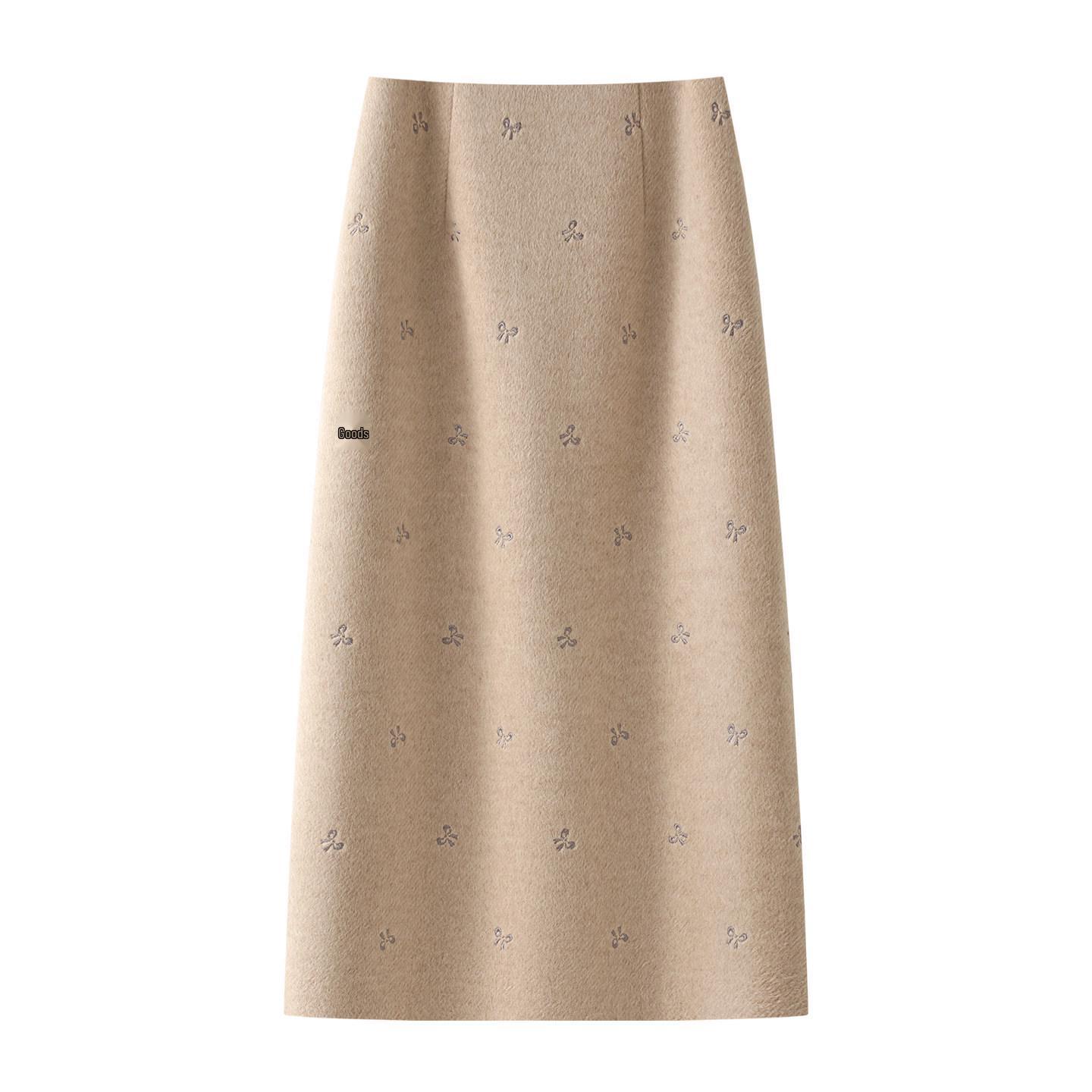 

Женская красная шерстяная юбка-карандаш с высокой талией и разрезом - Коллекция Зима 2025 3XL хаки