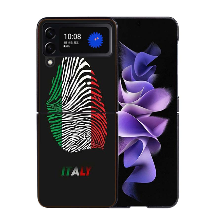 Italy Flag Coque Case For Samsung Galaxy Z Flip 7 6 Flip4 Flip5 Zflip3 Black Hard PC Phone Shell Protective Cover