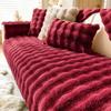 Super Soft Rabbit Plush Sofa Mat Anti-slip Thicken Couch Cushion for Living Room Winter Warm L Shaped Universal Sofa Slipcovers