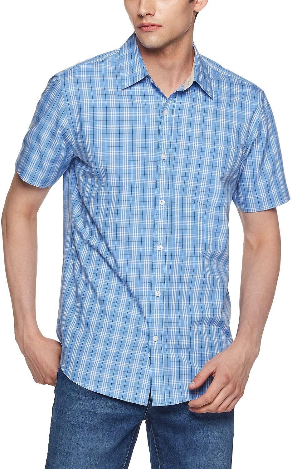 

CQR Повседневная рубашка с коротким рукавом стандартного кроя с нагрудным карманом, легкая и хлопковая в клетку, идеально подходит для или доступна в больших размерах, мужская, прочная, 100%