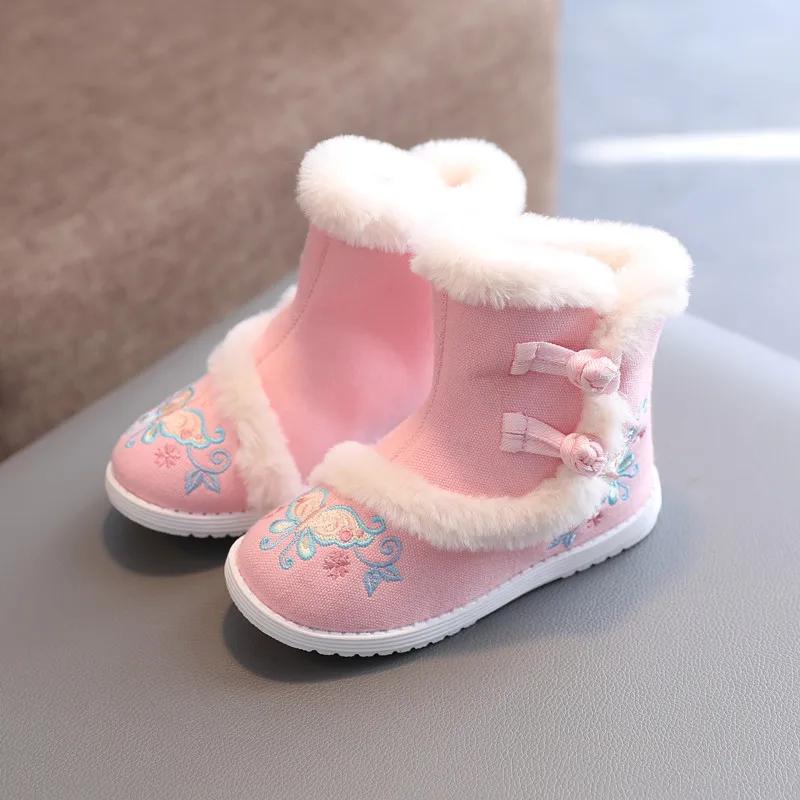 Zapatos Niña Kid Snow Boot Winter Girl Ethnic Cotton Shoe High Top Plush Princess Boot New Year Hanfu Shoe Kid Shoe Antique Shoe