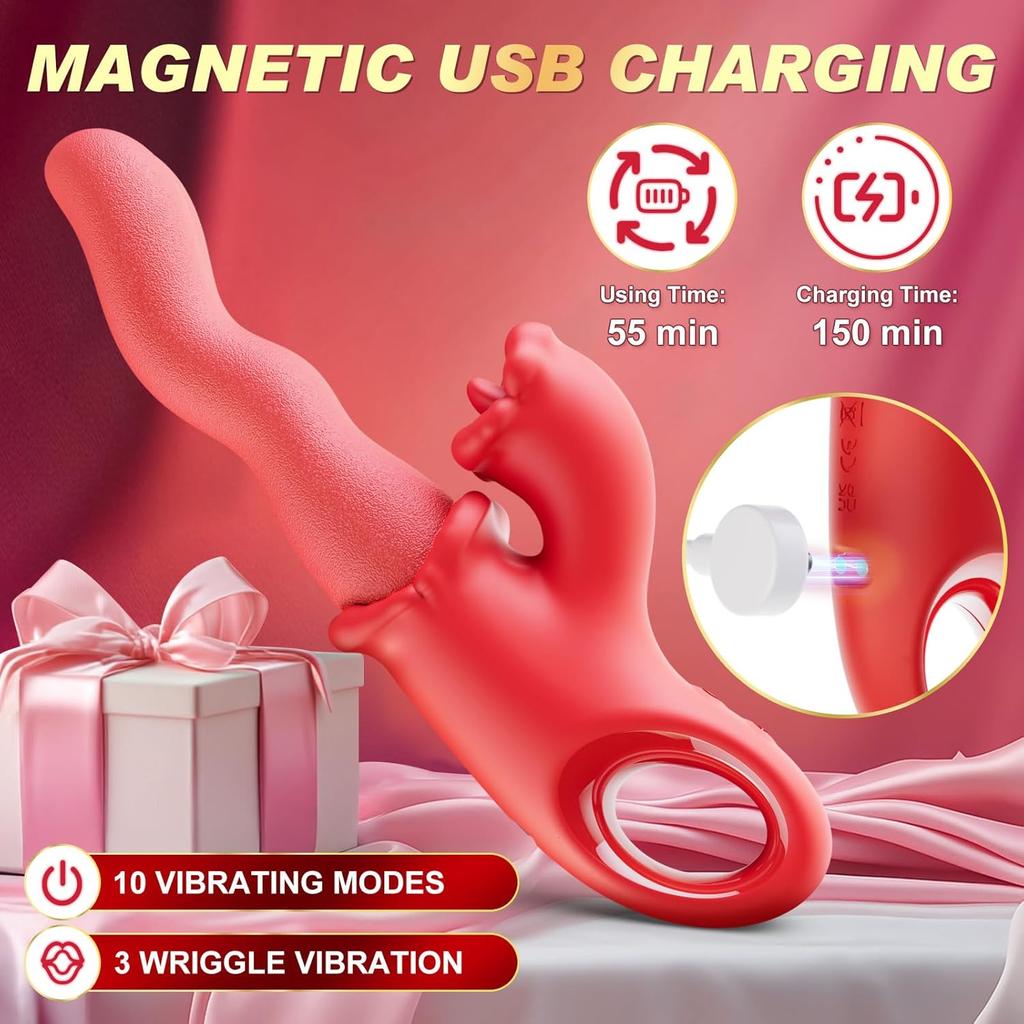 Vibrador de Lengua Scroll Clitoriano 3 en 1 para Mujeres Estimulador del Clítoris, Pezones, Punto G Masajeador Vibrador de Vagina Femenina Juguetes Sexuales para Adultos Masturbador de Inserción 2026