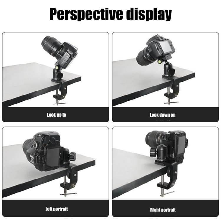 Adjustable Camera Desk Clamp with 1/4Inch Mounting Points for Studio Cameras and Monitors Photography Accessaries