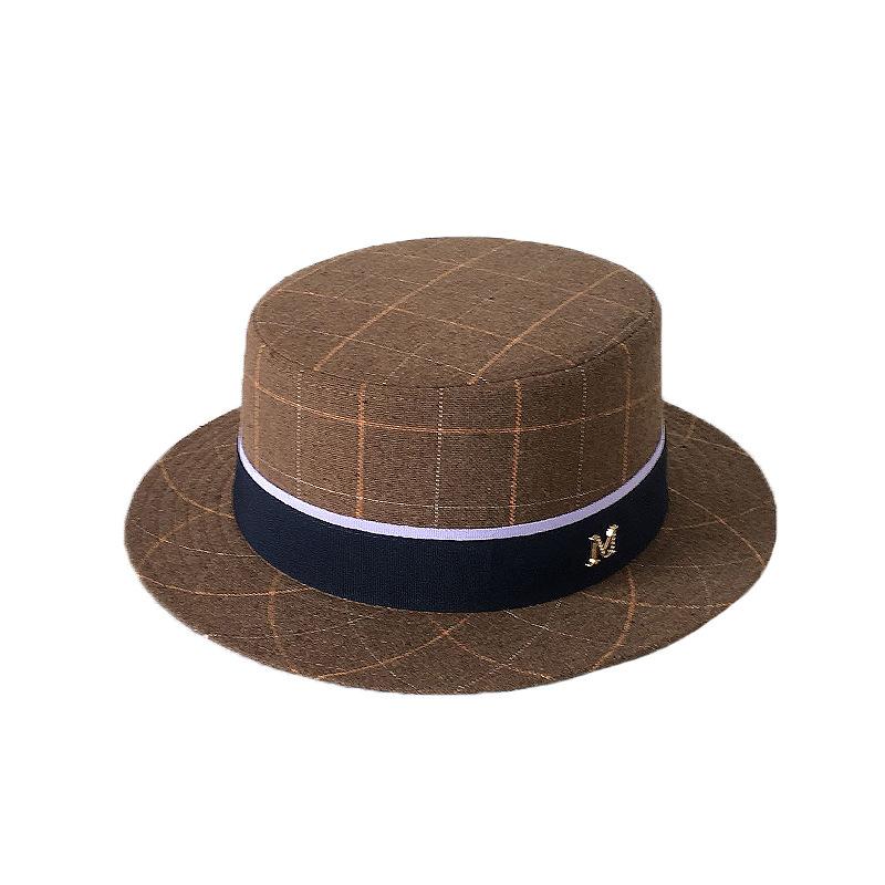 

Men and women Korean version autumn, winter, spring and summer small brim hat flat top top top top hat couple British retro casual hat adjustable (55-58cm) верблюд