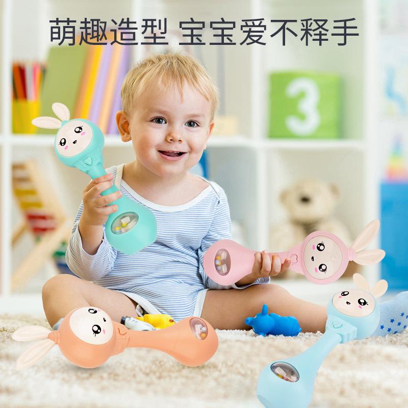 New Sand Hammer Electric Light Music Hand Shake Rhythm Stick Silicone Teether Bite Baby Toys Rattle
