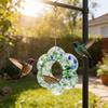 Colorful Glass Bird Feeder Outside Hanging Fly Through Bird Feeder Flower Shape Birdfeeder for Blue Jay Finch Garden Decor