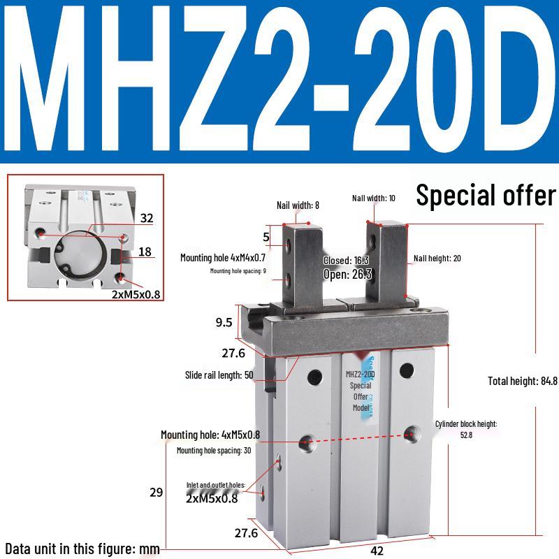 MHZL2 Pneumatic Finger Cylinder Parallel Manipulator Gripper MHZ2/HFZ Series