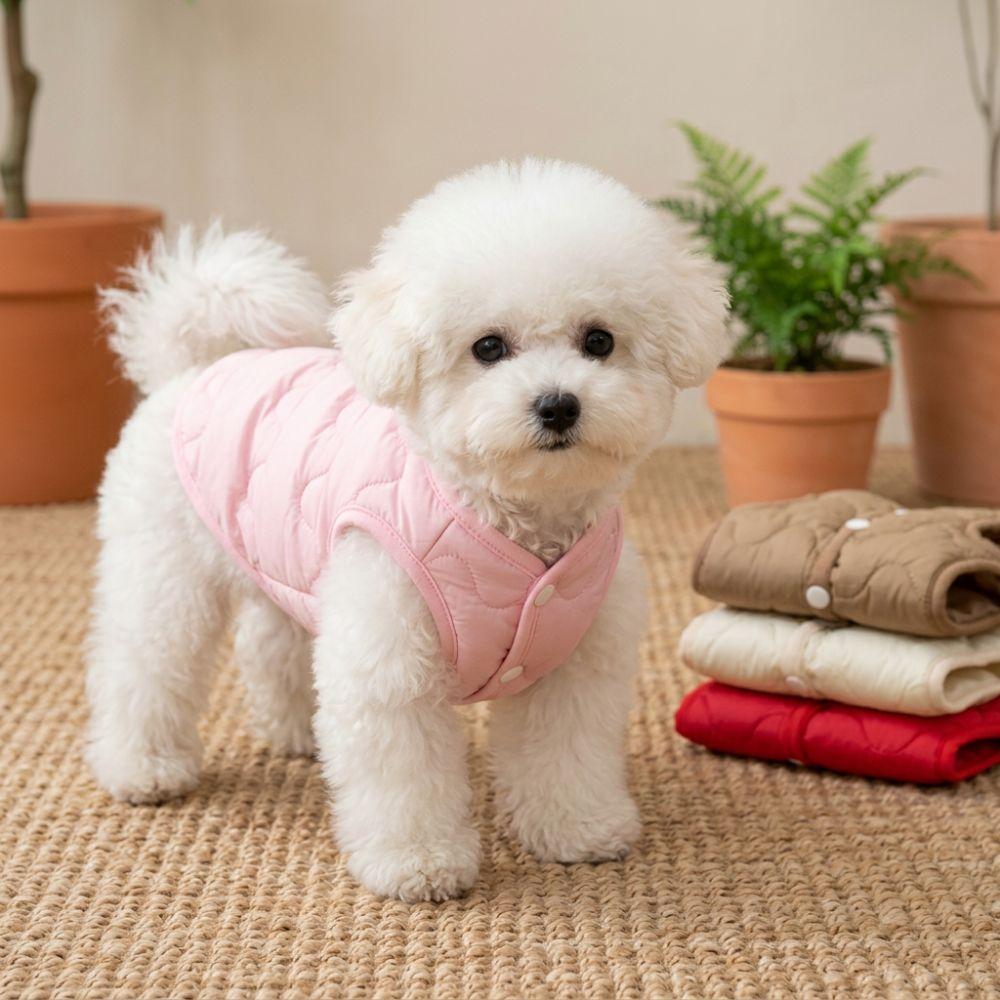 Windproof Dog Down Jacket Round Neck Pet Sleeveless Jacket Dog Warm Quilted Vest  Daily Walking