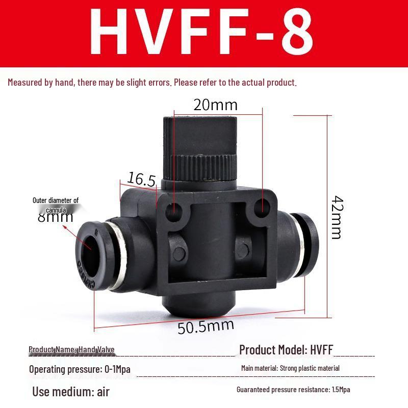 Pneumatic BUC-6-10 Hand Valve 8mm/12mm Air Hose Quick Connect Straight-Through Valve