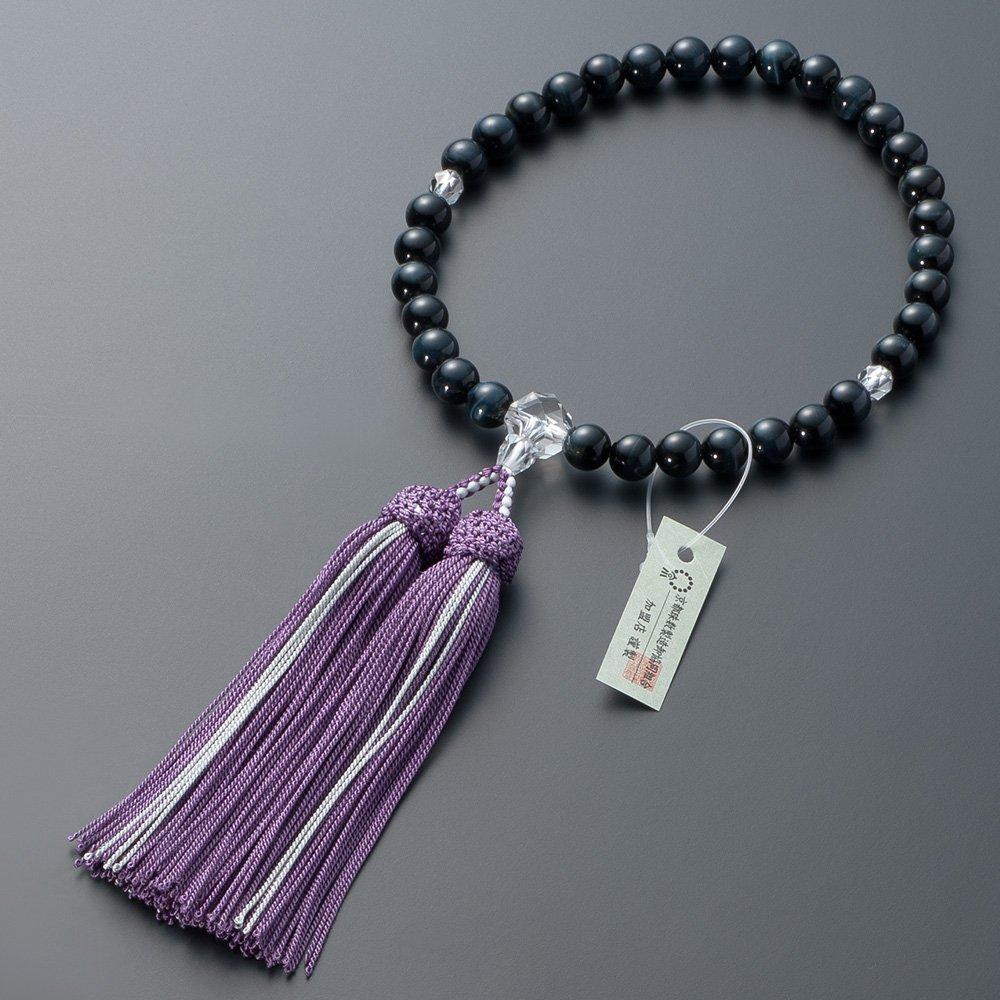 Altar Shop Takita Kyoto bønneperler for blå tigerøyesnitt Ekte 8 mm perlepose i rent silkehode kan brukes av alle Sertifikat inkludert [buddhistisk