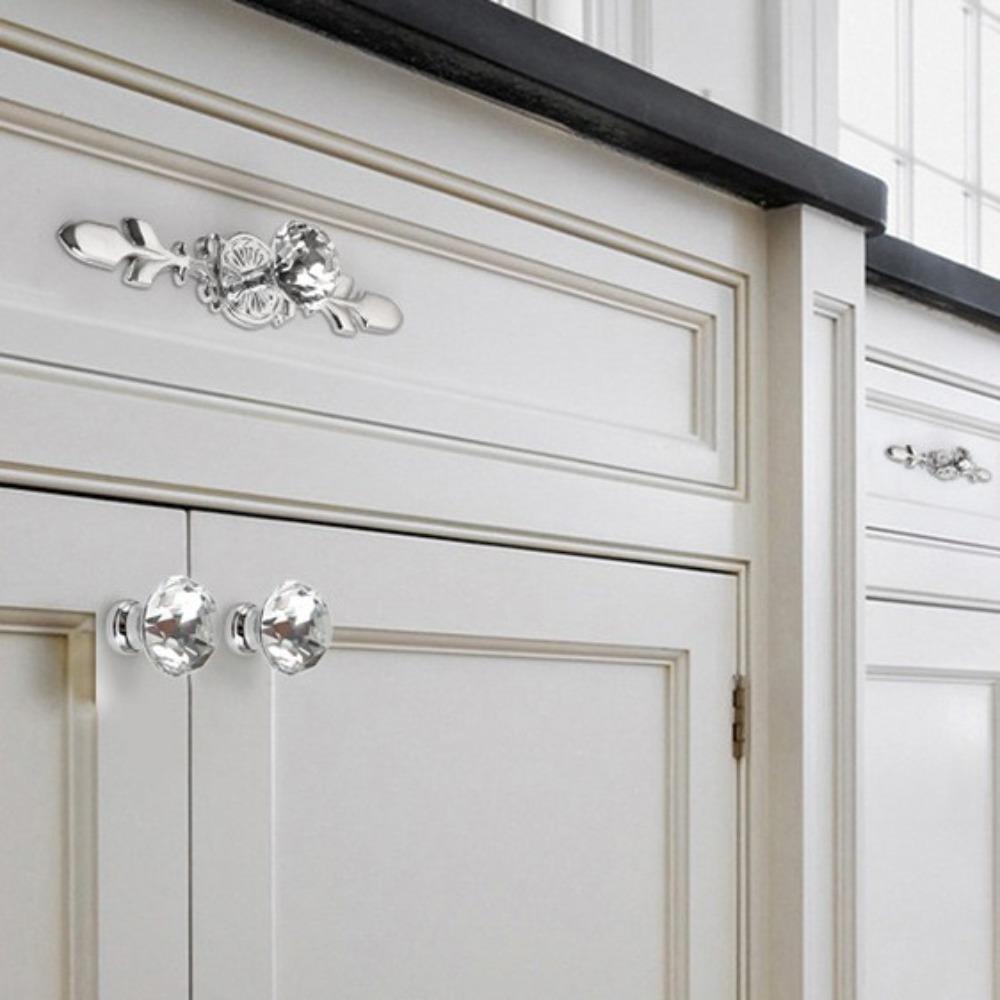 Single Hole Crystal Handles Zinc Alloy Drawer Knobs Luxury Cabinet Knobs Home